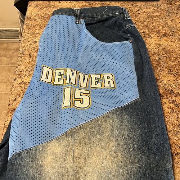 NBA customize Blue Relaxed Fit Jeans with Distressed Details size 50 32 length - Picture 3 of 7